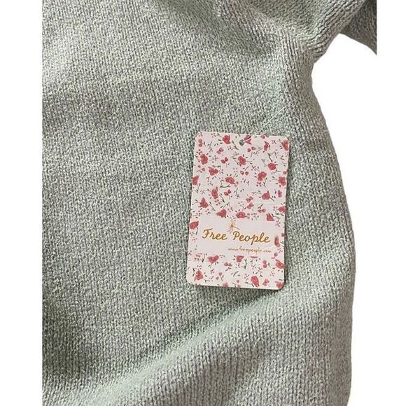 Free People‎ Street Fair Tunic Lime Grey Combo Oversized Sweater XS New - Picture 9 of 15
